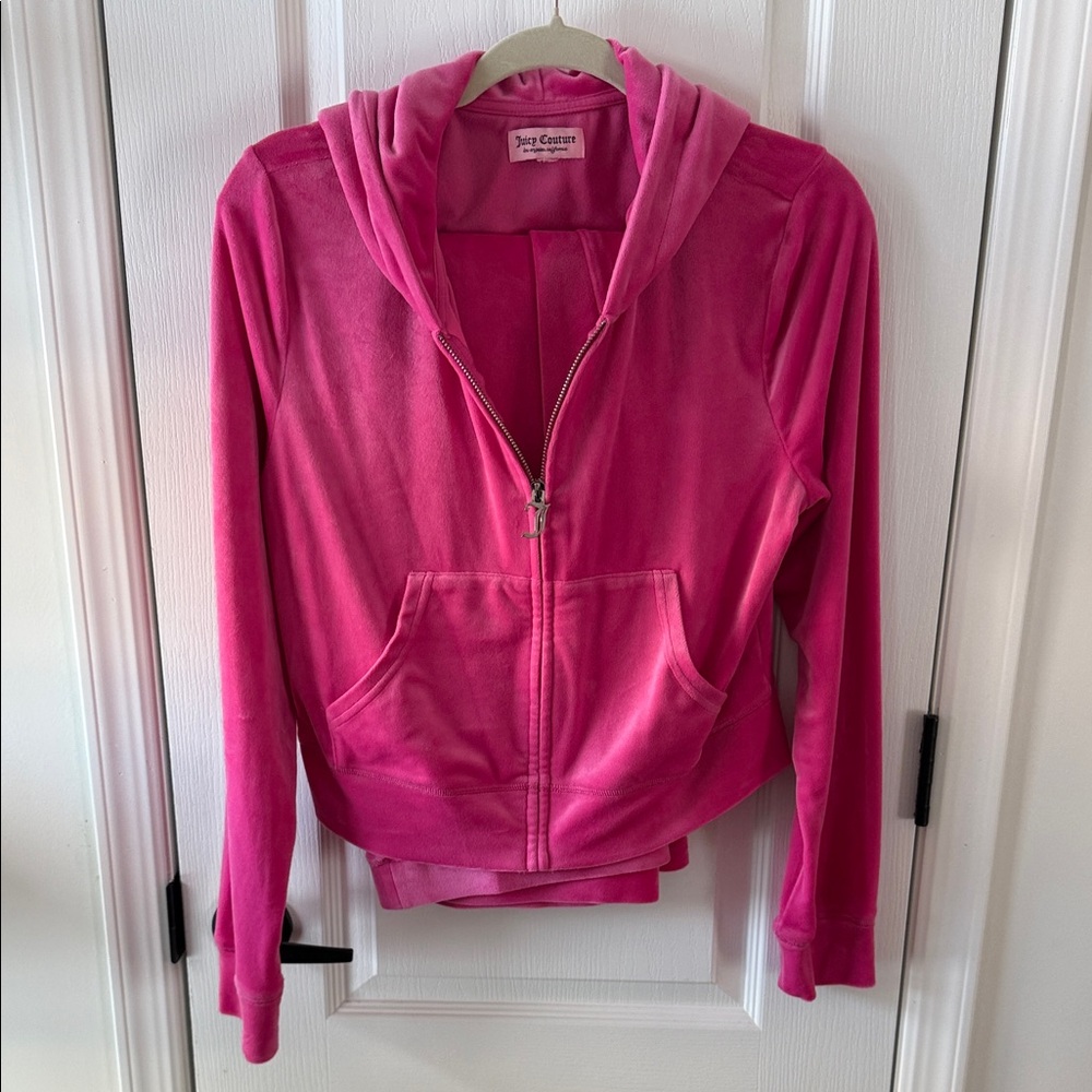 Juicy Couture Fuchsia Velour Zip-Up Hoodie